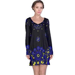Blue Yellow Bandana Long Sleeve Nightdress by dressshop