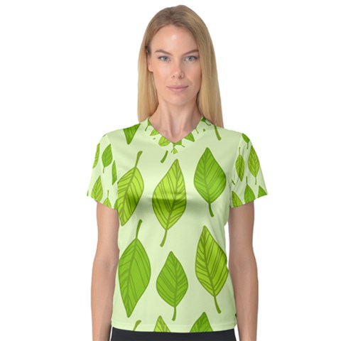 Autumn Pattern V-neck Sport Mesh Tee by Hansue