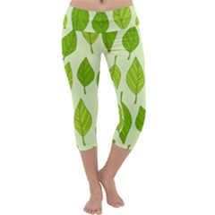 Autumn Pattern Capri Yoga Leggings by Hansue