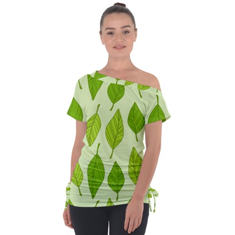 Autumn Pattern Tie-up Tee by Hansue