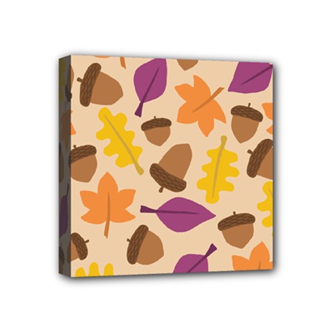 Acorn Pattern Mini Canvas 4  X 4  (stretched) by Hansue