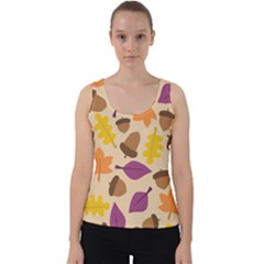 Acorn Pattern Velvet Tank Top by Hansue