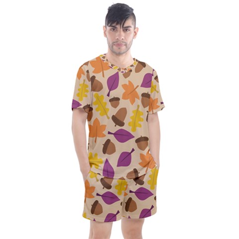 Acorn Pattern Men s Mesh Tee And Shorts Set by Hansue