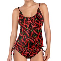 Red Chili Peppers Pattern Tankini Set by bloomingvinedesign