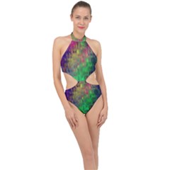 Background Abstract Art Color Halter Side Cut Swimsuit by Nexatart