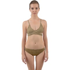 Burlap Coffee Sack Grunge Knit Look Wrap Around Bikini Set by dressshop