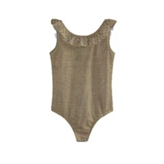 Burlap Coffee Sack Grunge Knit Look Kids  Frill Swimsuit by dressshop