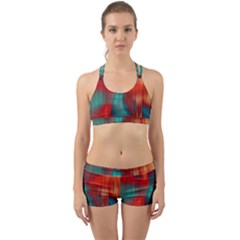 Green Red Lines Back Web Gym Set by kunstklamotte023