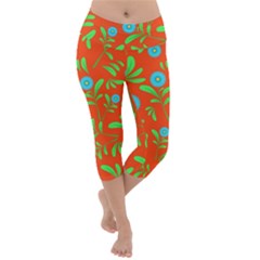 Background Texture Seamless Flowers Lightweight Velour Capri Yoga Leggings by Sapixe