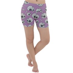 Halloween Skull Pattern Lightweight Velour Yoga Shorts by Valentinaart