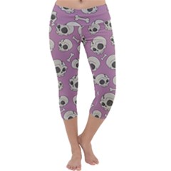 Halloween Skull Pattern Capri Yoga Leggings by Valentinaart