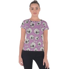 Halloween Skull Pattern Short Sleeve Sports Top  by Valentinaart