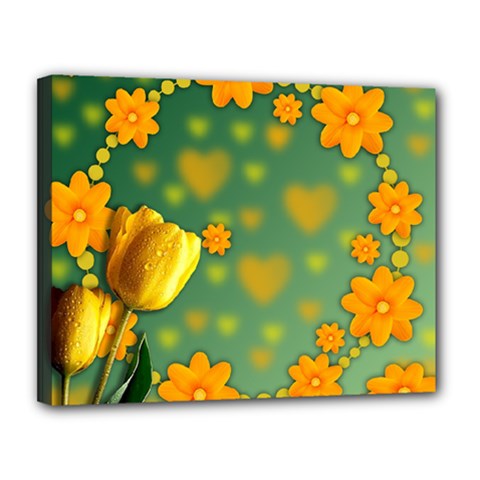 Background Design Texture Tulips Canvas 14  X 11  (stretched) by Sapixe