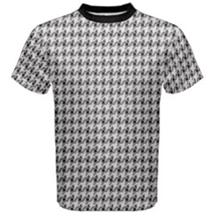 Luv Machine Robot Houndstooth Pattern Light Grey Men s Cotton Tee by emilyzragz
