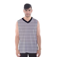 Luv Machine Robot Houndstooth Pattern Light Grey Men s Basketball Tank Top by emilyzragz