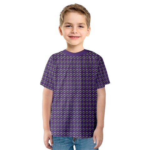 Luv Machine Robot Houndstooth Pattern Purple Kids  Sport Mesh Tee by emilyzragz