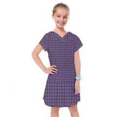 Luv Machine Robot Houndstooth Pattern Purple Kids  Drop Waist Dress by emilyzragz