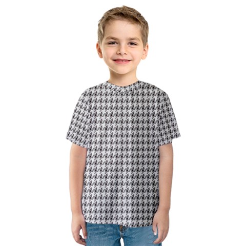 Luv Machine Robot Houndstooth Pattern Grey Kids  Sport Mesh Tee by emilyzragz