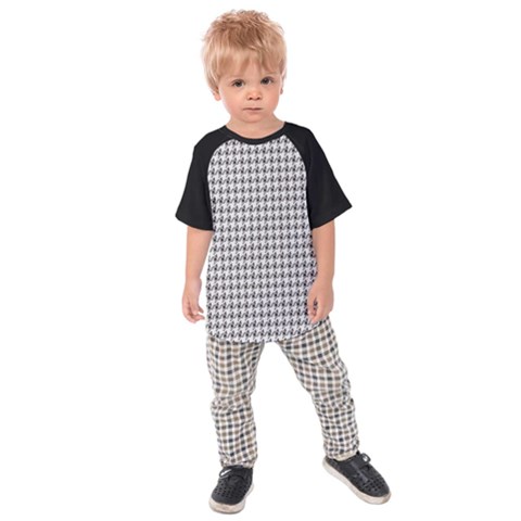 Luv Machine Robot Houndstooth Pattern Grey Kids Raglan Tee by emilyzragz