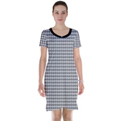Luv Machine Robot Houndstooth Pattern Grey Short Sleeve Nightdress by emilyzragz