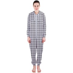 Luv Machine Robot Houndstooth Pattern (grey) Hooded Jumpsuit (ladies)  by emilyzragz