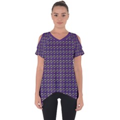 Luv Machine Robot Houndstooth Pattern Purple Cut Out Side Drop Tee by emilyzragz