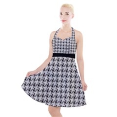 Luv Machine Robot Houndstooth Pattern Grey Halter Party Swing Dress  by emilyzragz