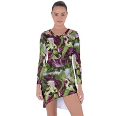 Salad Lettuce Vegetable Asymmetric Cut-out Shift Dress by Sapixe