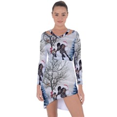 Christmas, Cute Bird With Horse Asymmetric Cut-out Shift Dress by FantasyWorld7