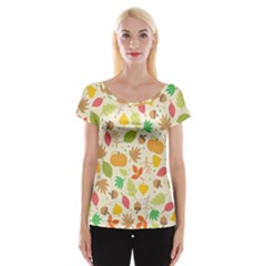 Thanksgiving Pattern Cap Sleeve Top by Valentinaart