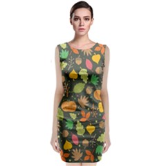 Thanksgiving Pattern Sleeveless Velvet Midi Dress by Valentinaart