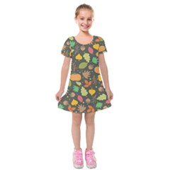 Thanksgiving Pattern Kids  Short Sleeve Velvet Dress by Valentinaart