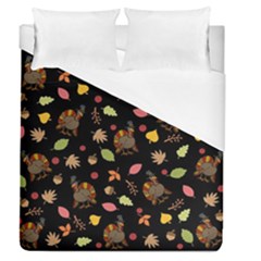 Thanksgiving Turkey Pattern Duvet Cover (queen Size) by Valentinaart