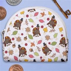 Thanksgiving Turkey Pattern Horseshoe Style Canvas Pouch by Valentinaart