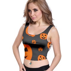 Halloween Pumpkin Autumn Fall Crop Top by Sapixe