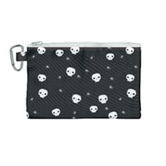 Pattern Skull Stars Halloween Gothic On Black Background Canvas Cosmetic Bag (medium) by genx