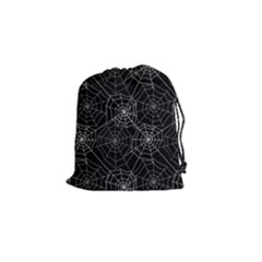 Pattern Spiderweb Halloween Gothic On Black Background Drawstring Pouch (small) by genx