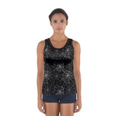 Pattern Spiderweb Halloween Gothic On Black Background Sport Tank Top  by genx