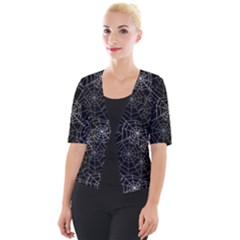 Pattern Spiderweb Halloween Gothic On Black Background Cropped Button Cardigan by genx