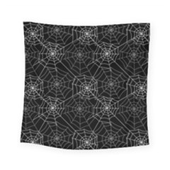 Pattern Spiderweb Halloween Gothic On Black Background Square Tapestry (small) by genx