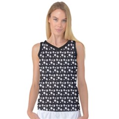 Pattern Skull Bones Halloween Gothic On Black Background Women s Basketball Tank Top by genx