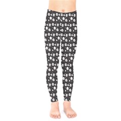 Pattern Skull Bones Halloween Gothic On Black Background Kids  Legging by genx
