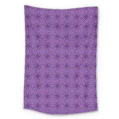 Pattern Spiders Purple And Black Halloween Gothic Modern Large Tapestry by genx