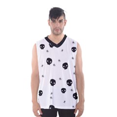 Pattern Skull Stars Handrawn Naive Halloween Gothic Black And White Men s Basketball Tank Top by genx