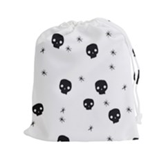 Pattern Skull Stars Handrawn Naive Halloween Gothic Black And White Drawstring Pouch (xxl) by genx