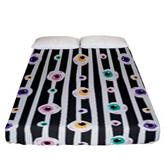 Pattern Eyeball Black And White Naive Stripes Gothic Halloween Fitted Sheet (california King Size) by genx