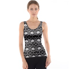 Pattern Pumpkin Spider Vintage Gothic Halloween Black And White Tank Top by genx