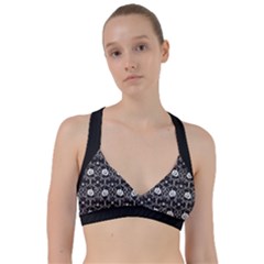 Pattern Pumpkin Spider Vintage Gothic Halloween Black And White Sweetheart Sports Bra by genx
