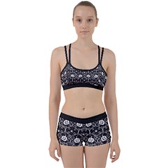 Pattern Pumpkin Spider Vintage Gothic Halloween Black And White Perfect Fit Gym Set by genx