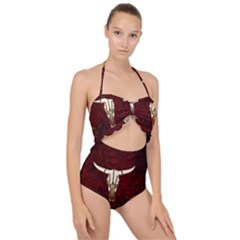 Awesome Cow Skeleton Scallop Top Cut Out Swimsuit by FantasyWorld7